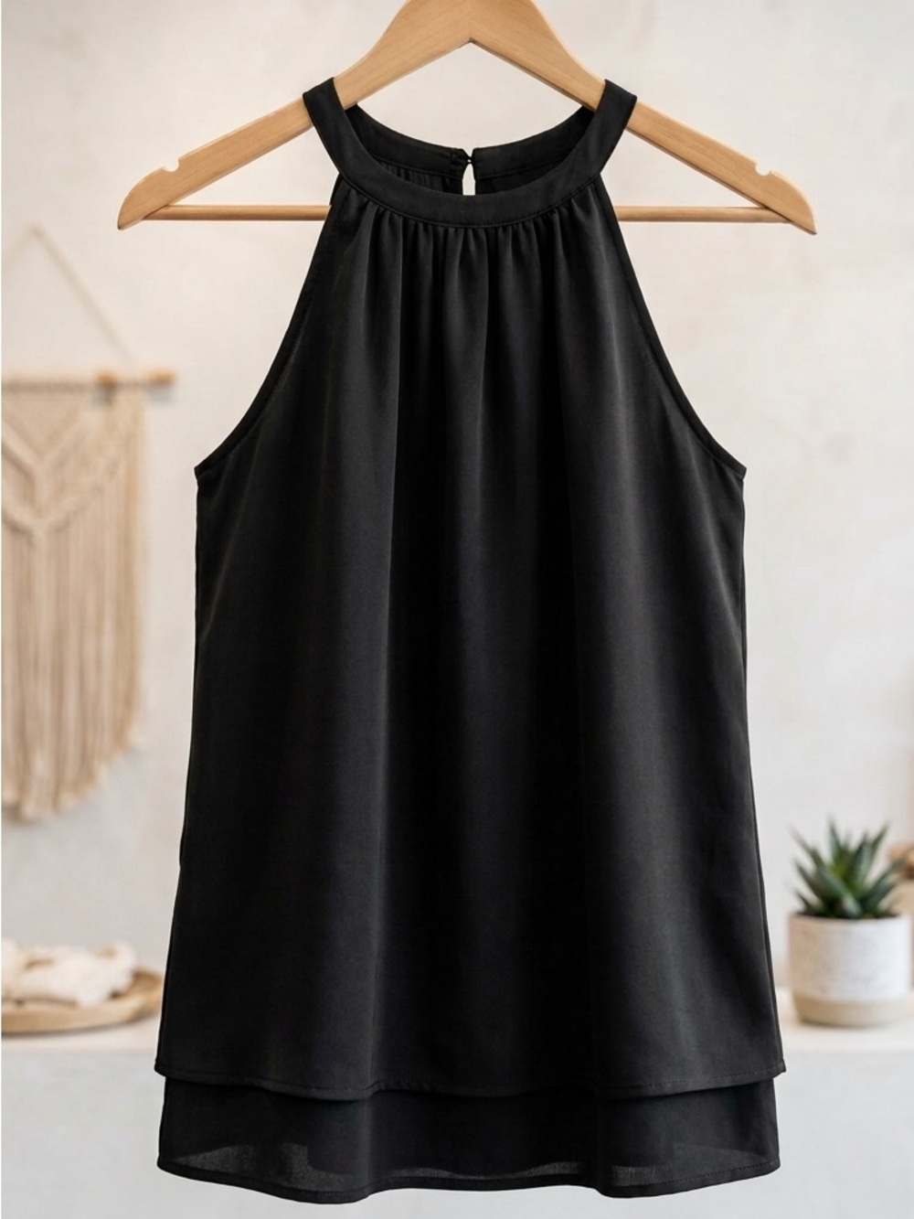 NWOT Classic Black Halter Neck Women's Top